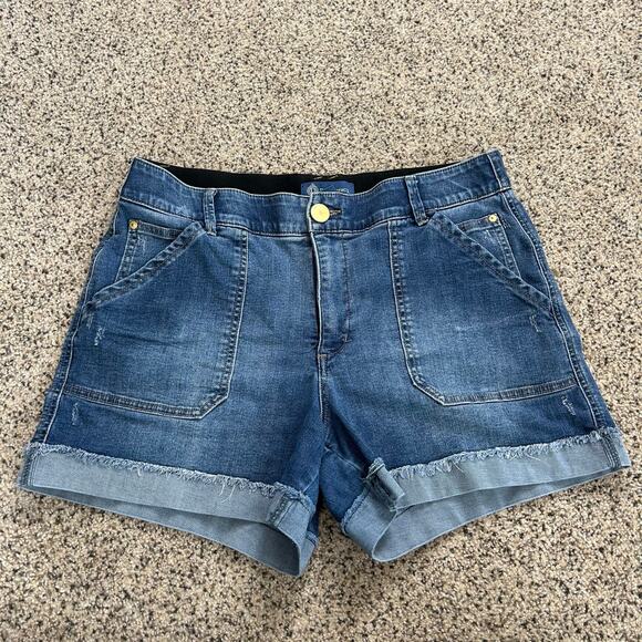 Democracy Women's Denim Shorts Size 16 Cuffed Stretch Blue - Picture 1 of 6